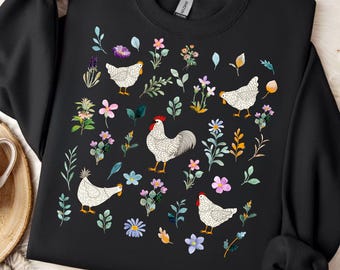 Wildflower Chicken PNG, Funny Ladies Chicken Svg, Retro Chicken Lover Shirt Png, Floral Mom Png, Cottagecore Farm Sublimation, Homestead Svg