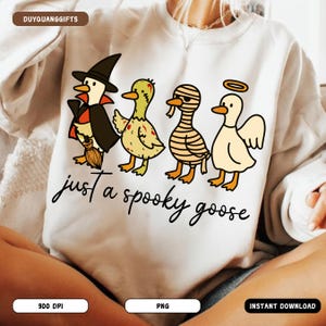 Just a Spooky Goose PNG, Funny Halloween Goose Sublimation PNG, Goose in Halloween Outfit PNG, Fall Goose Png, Cute Trick or Treat Goose Png