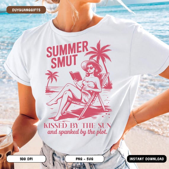 Retro Book Girl Summer PNG SVG, Bookish Summer Reading Design, Vacation Book Club Shirt PNG, Smutty Book Lover Png, Book Lover Png