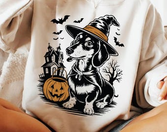 Halloween Dachshund PNG SVG, Cute Dog Mom Shirt PNG, Spooky Season Sublimation Design, Funny Ghost Puppy Clipart, Fall Dog Lover Shirt Png