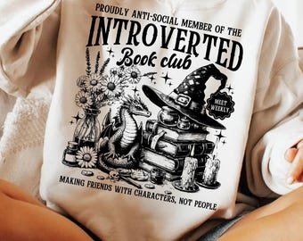 Introverted Book Club PNG, Funny Romance Reader SVG Design, Antisocial Book Lover Sublimation, Vintage Bookworm PNG, Bibliophile Shirt Png