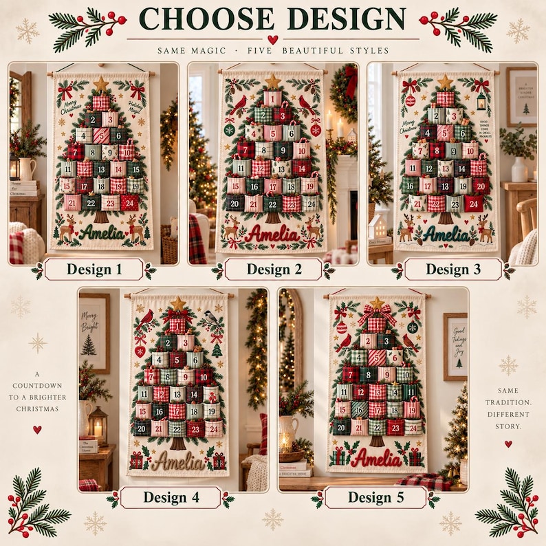 Personalized Christmas Advent Calendar, 24 Fillable Pockets, Custom ...