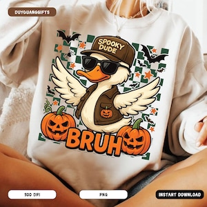 Checkered Happy Halloween Bruh PNG, Funny Halloween Goose Sublimation Design, Boy Goose Shirt PNG, Toddler Kids Halloween PNG