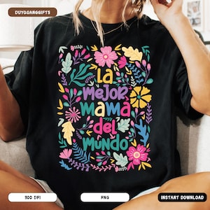 Spanish Mothers Day PNG, Retro Boho Madre Sublimation Design, Floral Mama PNG Clipart, La Mejor Mama del Mundo PNG, Cute Mom Gift Png