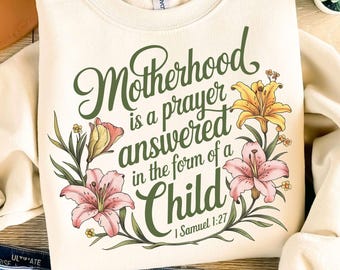Motherhood Is A Prayer PNG, Christian Mom Shirt Png, Motherhood is Kingdom Work Design, Retro Christian Mom, Christian Mothers Day Clipart