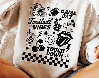 Retro Football PNG, Vintage Game Day SVG, American Football Clipart, Sports Lover Sublimation Design, Football Season Graphic PNG