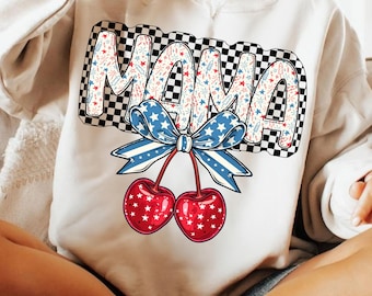 Coquette Mama PNG, Cherry Bow Mom Aesthetic Sublimation Design, Soft Girl Mother's Day PNG, Girly Ribbon PNG, Mother's Day Png