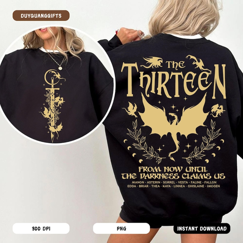 Retro Den trettonde tronen av glas-tröja PNG, SJM Merch Png, Från nu tills mörkret gör anspråk på oss-tröja Png, Vi är de tretton sweatshit bild 1
