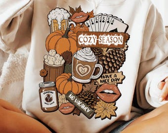 Collage retro de otoño PNG, diseño de sublimación de otoño con estética de calabaza, camiseta rústica de otoño PNG, otoño de moda PNG, vibraciones otoñales PNG