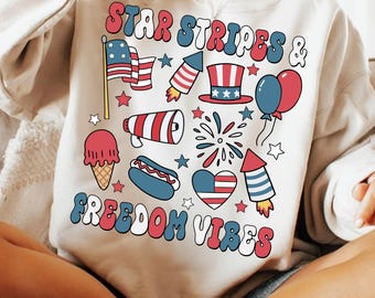 Stars Stripes And Freedom Vibes PNG, Cute 4th Of July Sublimation Design, Coquette Patriotic PNG, Girly USA Shirt Png, Independence Day Png