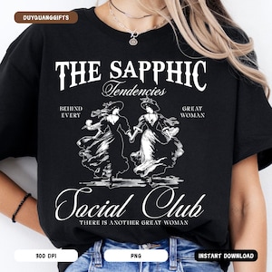 The Sapphic Tendencies Svg Png, Social Club Svg, Trendy Lesbian Pride Svg, Funny Lesbian Png, Retro  Lesbian Wedding Svg, LGBTQ Rainbow Png