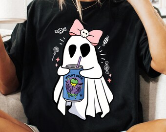 Kawaii Witch's Brew Ghost PNG, Cute Halloween Soda Can PNG, Funny Little Ghosts Drink Clipart, Fall Spooky Season Shirt Design PNG