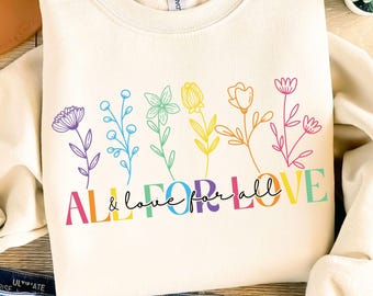 Todo por amor y amor para todos ORGULLO SVG, Mes Gay PNG, Camiseta Lgbt, Diseños de amor del orgullo, Clipart de arcoíris del orgullo, Atuendo de festival, Archivos Cricut