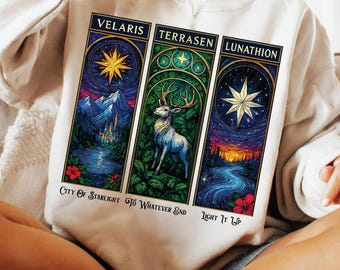 ACOTAR PNG, Velaris Terrasen Lunathion Png, SJM Fantasy Cities Shirt Design Png, Bookish Fandom Sublimation, Romantasy Readers Png