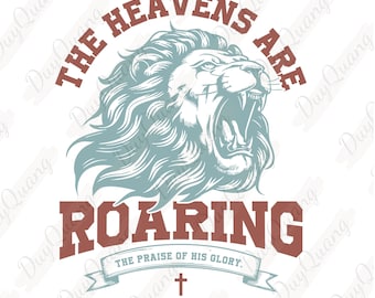 Niebiosa ryczą LION PNG SVG, Retro chrześcijańskie wzory sublimacji, Vintage Jesus Shirt Png, Bible Verse Tee Png, projekt koszulki z wersetem biblijnym