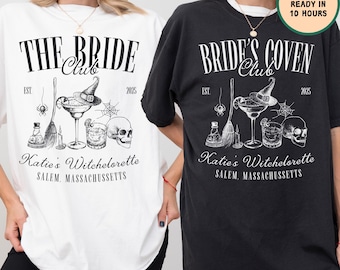 Custom Witchy Bachelorette PNG SVG, Celestial Moon and Stars Bach Design, Personalized Gothic Bride Shirt, Coven Wedding Clipart PNG
