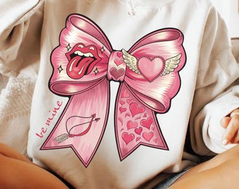 Be Mine Coquette Valentine PNG, Lazo rosa coqueto Png, Xoxo Valentine Png, Vibraciones de amor divertidas Png, Corazón de San Valentín maravilloso Png, Pincelada Png