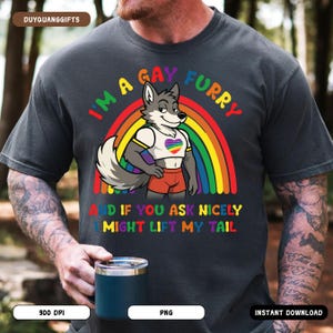 Gay Furry Pride PNG, Funny LGBTQ Rainbow Fox Sublimation Design, Cute Furry Fan Shirt PNG, Pride Month Graphic Png, I&#39;m a Gay Furry Png