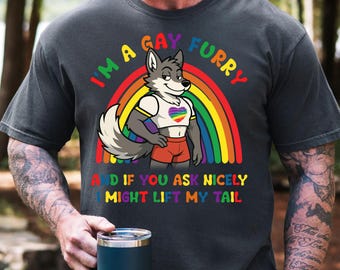 Gay Furry Pride PNG, Funny LGBTQ Rainbow Fox Sublimation Design, Cute Furry Fan Shirt PNG, Pride Month Graphic Png, I'm a Gay Furry Png