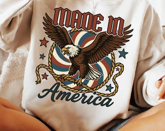 Preppy American PNG, Retro USA 4th of July Sublimation Png, Western Made in America Design, Vintage Patriotic Aesthetic Png, USA Flag Png