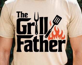 The Grillfather PNG SVG, Funny BBQ Dad Shirt Design, Meat Lover Sublimation Clipart Png, Tailgating Party Png, Grill Gift for Father's Day