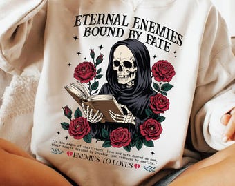 Eternal Enemies PNG, Skeletons Reading Book Design PNG, Symbolic Bookish Romance PNG, Dark Gothic Academia Aesthetic Png, Enemies to Lovers