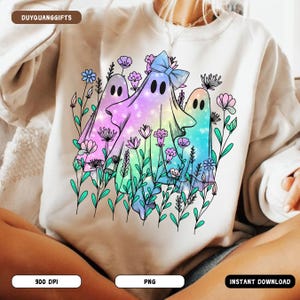 Neon Ghost PNG, Girly Halloween Sublimation Design, Cute Glow Ghost Clipart, Bright Pumpkin Graphic PNG, Trendy Spooky Season Shirt PNG