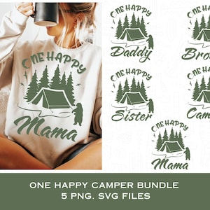 Family Camping Svg Bundle, One Happy Camper Birthday Svg, Matching Family Camper Svg, First Birthday Shirt Png, 1st Birthday Svg Camping Png