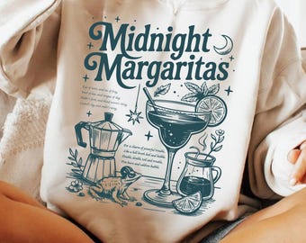 Midnight Margaritas PNG SVG, Funny Halloween Cocktail Design, Spooky Season Shirt PNG, Margarita Party Sublimation, Halloween Drink Png