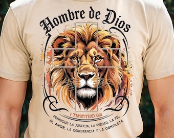 Hombre de Dios PNG, Christian Sublimation Design PNG, Bible Quote PNG, Lion of Judah Png, Maranatha Religious Digital Download