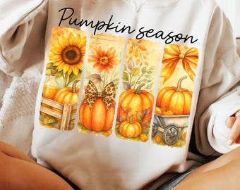 Pumpkin Season PNG, Coquette Fall Floral Brushstroke Sublimation Design, Leopard Sunflower Autumn Shirt PNG, Trendy Fall Vibes PNG