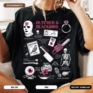 Butcher and Blackbird PNG, Scythe and Sparrow Shirt Design, Dark Romance Book Series PNG, Brynne Weaver Smut PNG, Spicy Book Lover Png