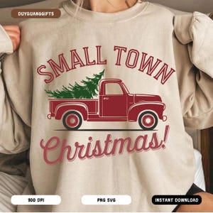 Retro-Weihnachts-design-Svg, Kleinstadt-Weihnachts-Png, Land-Weihnachts-Png, Weihnachtsbaum-Png, Vintage-Weihnachtsdesign für Sublimation