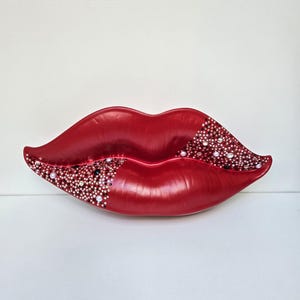 Red Lips Wall Decor ,Decoration Object with Stone