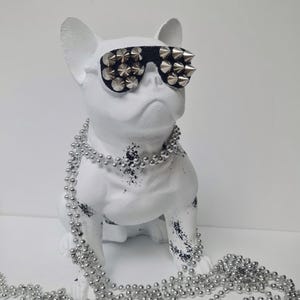 White French Bulldog Sculpture: Handmade Art Dog Design