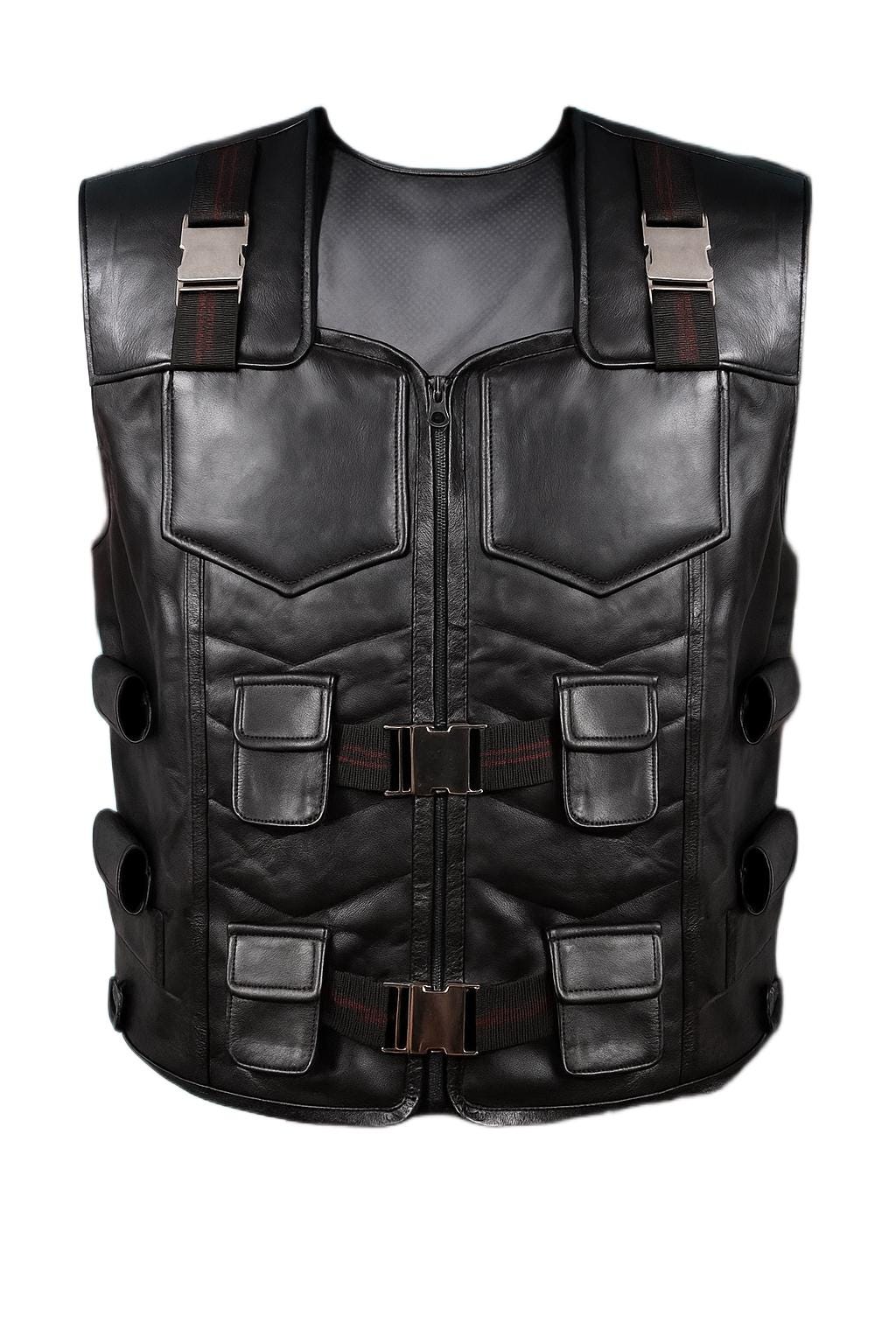Tactical Black Leather Utility Vest: Lambskin Combat Gear - Etsy