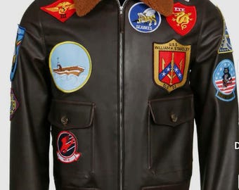 Uomo TOP GUN Tom Cruise Pelle Di Pecora Collo Pete Maverick A2 Giacca Bomber IN - Foto 7