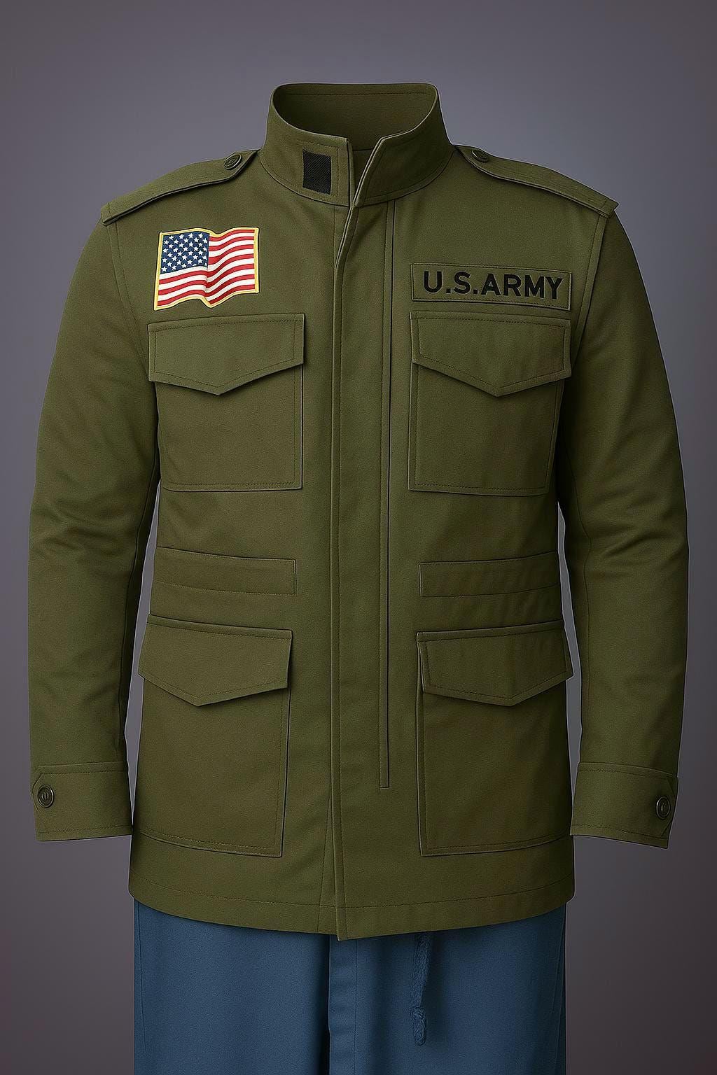 Men's M65 Cotton Field Coat: Olive Green US Army Style Jacket