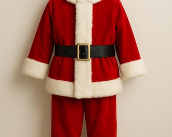 Deluxe Santa Suit Costume | Red Wool, Faux Fur Trim | Adult Christmas Outfit