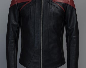 Men's Star Casual Trek Galaxy Officer Leather Jacket - Premium Sci-Fi Commander Cosplay Costume - Real Leather Space Fleet Uniform Jacket