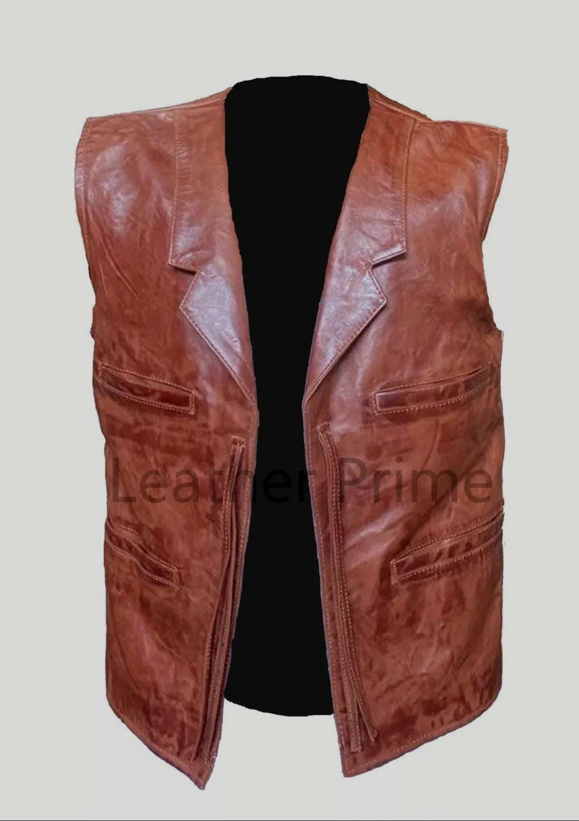 Brown Sheep Leather Western Vest – Classic Cowboy Ranch Style