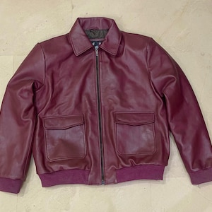 Burgundy Leather Bomber Jacket: Men&#39;s A-2 Pilot Style
