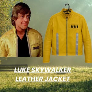 Kändisinspirerad Luke Skywalker gul läderjacka: Star Real Wars Cosplay Ytterkläder