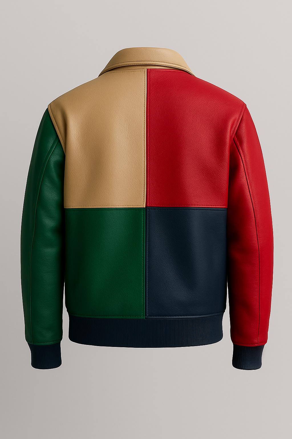 ジャケット・アウター Handmade Patchwork Leather Bomber Handmade Patchwork Leather Bomber Jacket: Vintage Style Retro