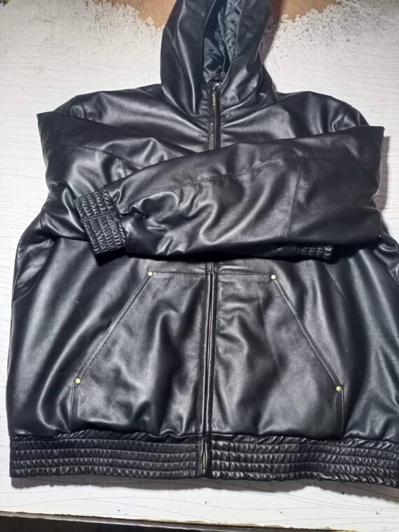 Men's Genuine Leather Hooded Jacket, Black Zip up Bomber - Etsy