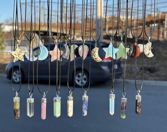Natural Gemstone Necklace – Healing Crystal Pendant for Energy, Balance & Protection.