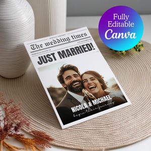 Large Customizable Wedding Newspaper Template, Editable Wedding Day Newspaper, Canva Wedding Newspaper Template