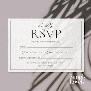 Initialen RSVP A6 digitale sjabloon, minimale digitale huwelijksuitnodiging, Canva Design Card, digitale kaart, A6 RSVP, bewerkbare sjabloon