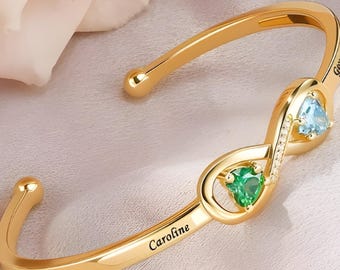 Personalized Eternal Love Bracelet with Birthstone – Customized in Luxe Gold or Silver