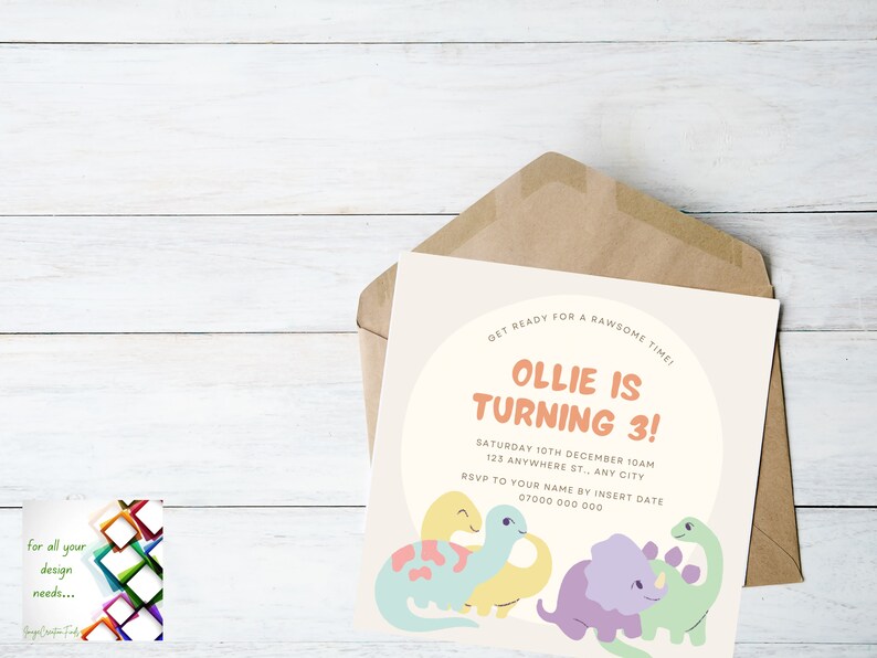 Editable Dinosaur Birthday Invitation | Digital Download | Customizable ...